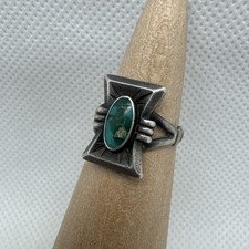 Vintage Native American Navajo Sterling Silver Turquoise Ring 925 Sz 5
