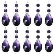 10Pcs Teardrop Crystal Chandelier 85mm Length Prisms Part Violet