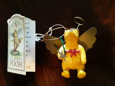 Vintage Disney Classic Pooh with Halo & Angel Wings Christmas Ornament NEW