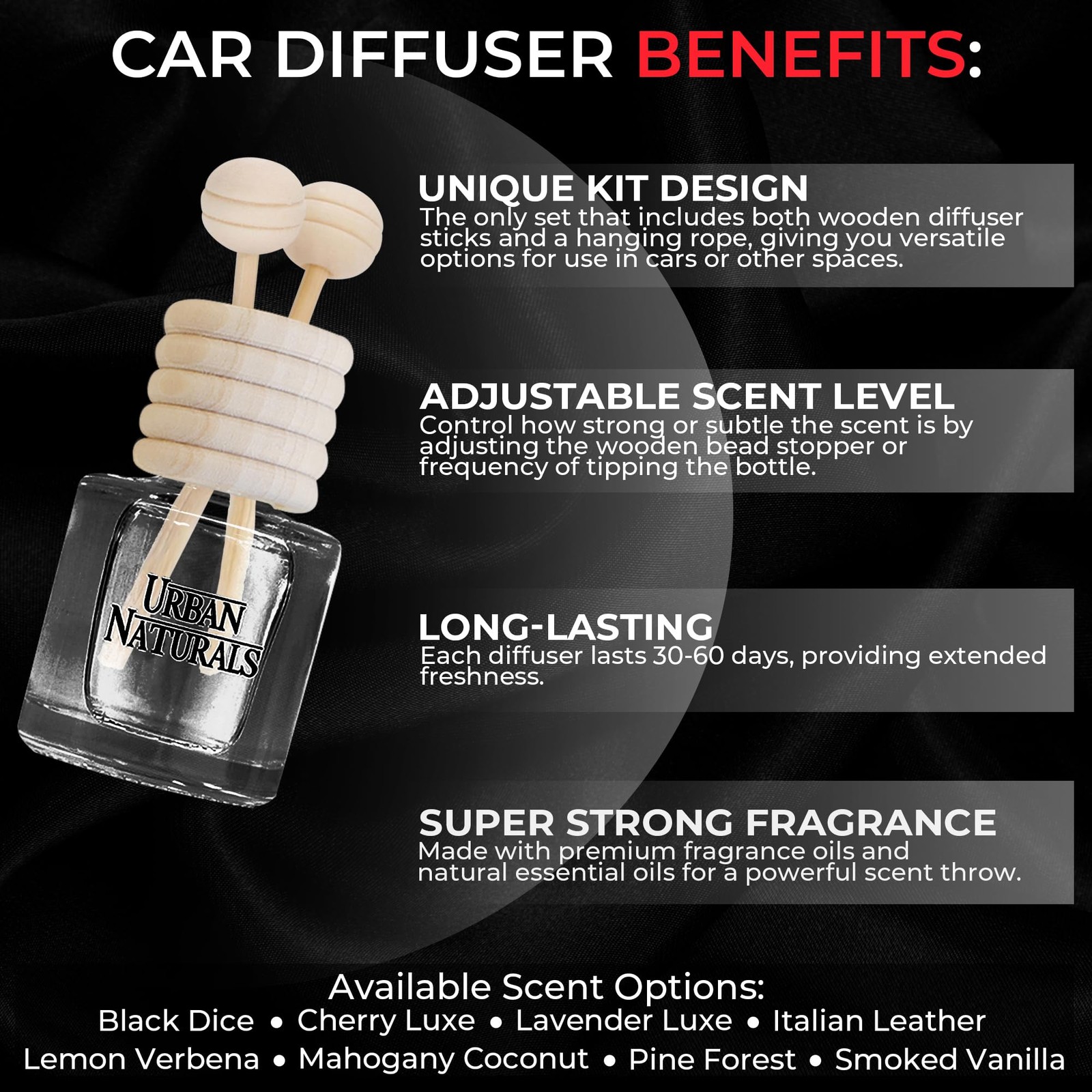 Italian Leather Hanging Car Air Freshener and Essential Oil Diffusers with Ve... thumbnail 7