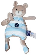 Pacifier Holder Chicco Pocket Buddies Blue striped Teddy Bear lovey