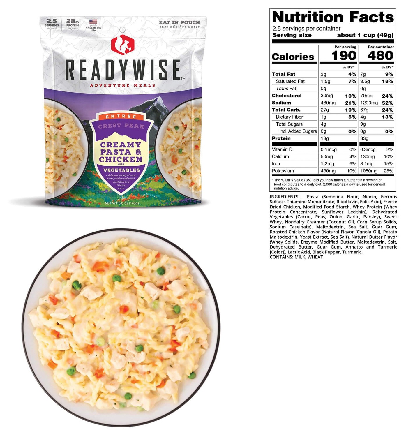 Готовые блюда для гурманов Crest Peak с курицей и пастой Wise Foods 3490₽