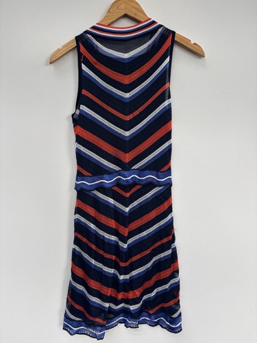 Vestido Karen Millen XS Azul Rojo Tejido Línea A Sin Mangas - Imagen 6 de 6