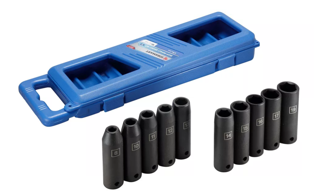 JobSmart KIV0053 1/2 in. Drive Metric Deep Impact Socket Set, 10