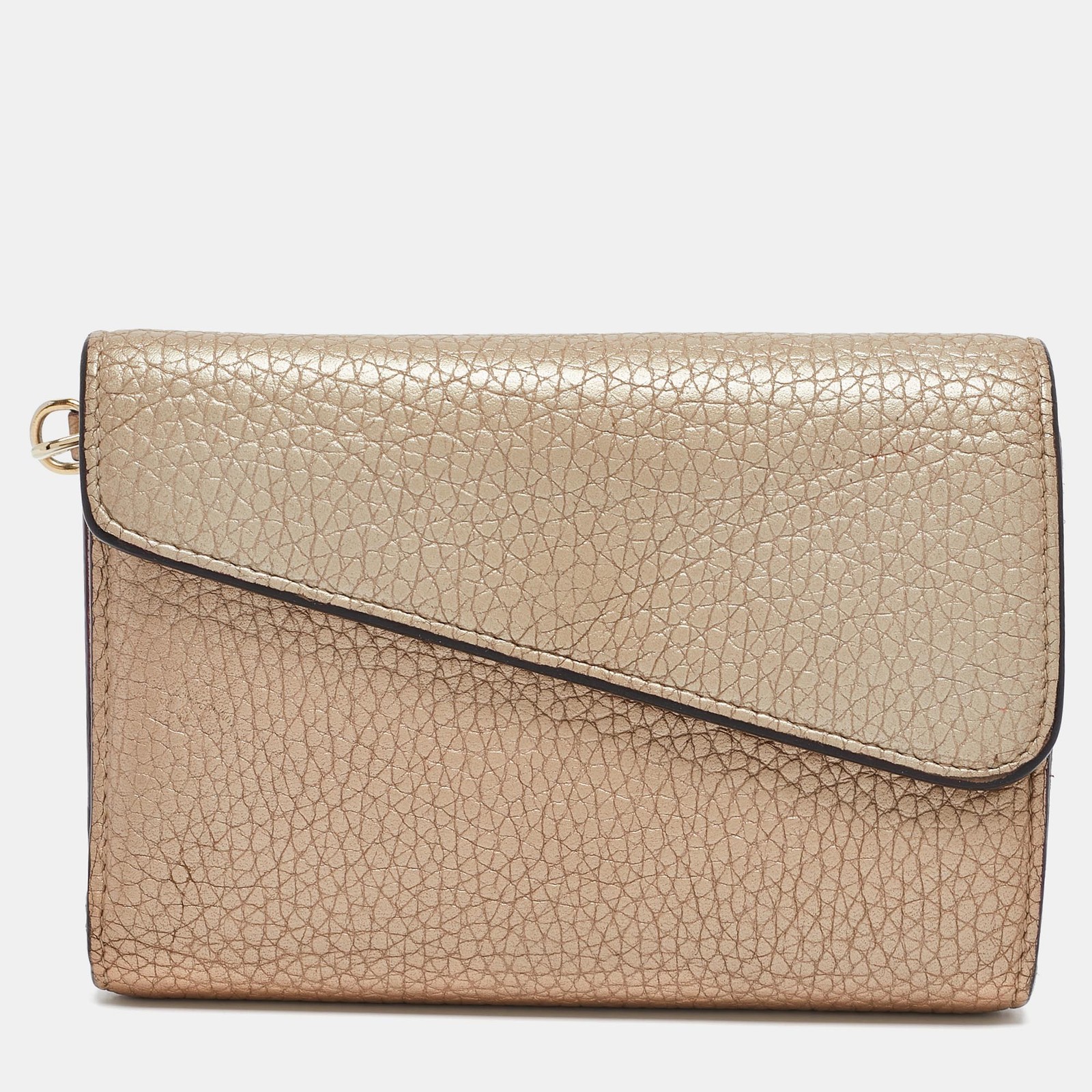 Dior Gold Leather Trifold Wallet for Women Luxury Designer Accessory