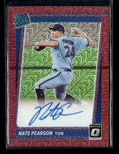 2021 Donruss Optic #RRS-NP Nate Pearson Rated Rookie Autp Red Mojo /99