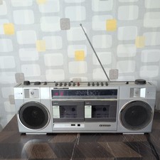 Sanyo M-W1L Portable Cassette Player Vintage boombox Repair Motor Runs powers 