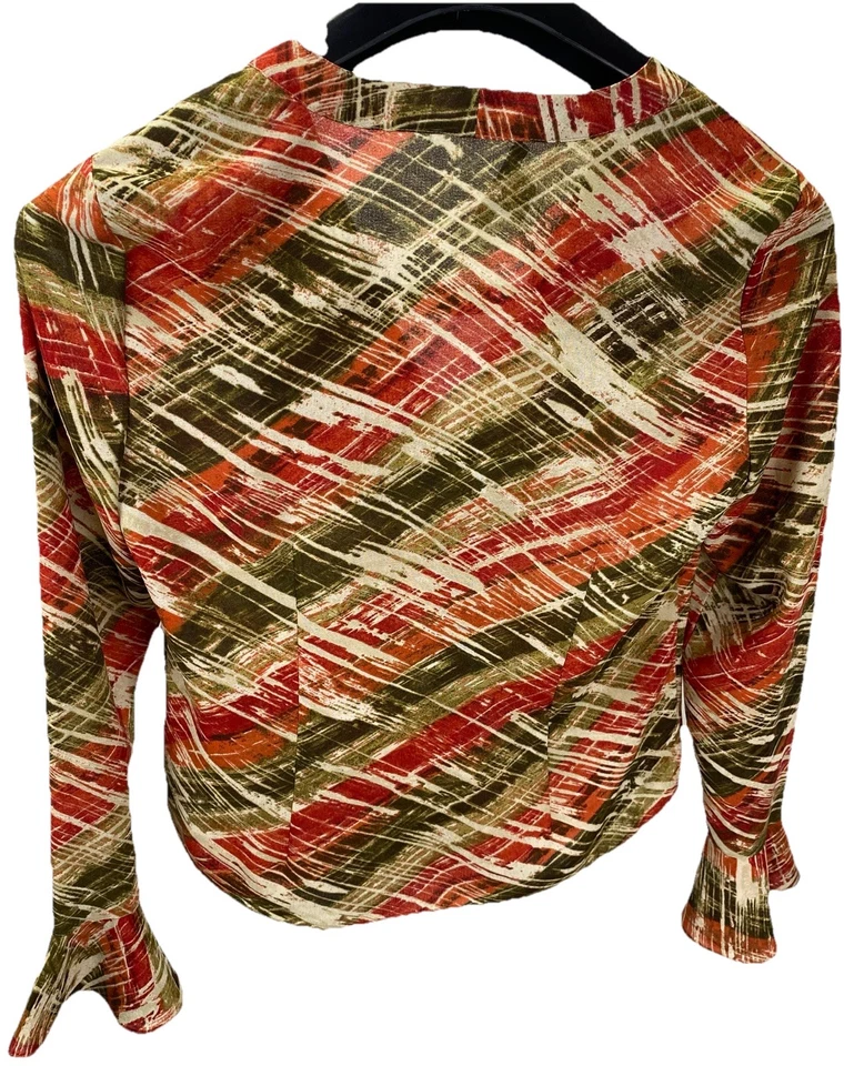 Top Madison Studio para mujer talla 6 multicolor abstracto manga larga volantes Foto 2 de 4