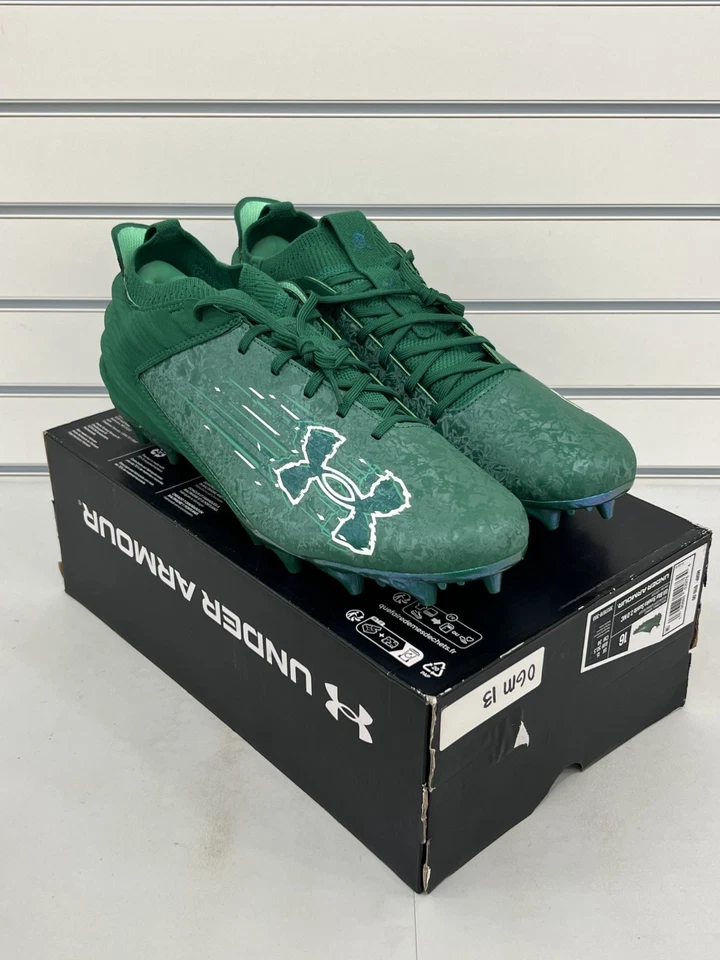 Botines de fútbol Under Armour Blur Smoke Gamuza 2.0 MC para hombre verdes con calcetines 16 nuevos en caja Foto 4 de 4