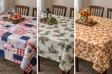 Holiday Tablecloth Bundle 3 Fall Autumn Christmas Patriotic Vinyl Decor 52 x 70"