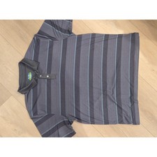 Ben Hogan Performance Polo Shirt Mens XL Gray Blue Striped Golf Short Sleeve