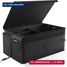 Car Trunk Organizer - 65L Collapsible Trunk Organizer with Lid, Sturdy Car Stora
