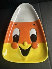 Johanna Parker Candy Corn Plate With Smiling  Face Transpac Discontinued New