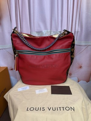 Louis Vuitton Safari Flight Hobo Red Leather Leopard Python Trim 2009 Rare   