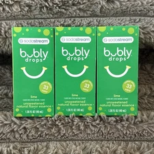 (3) Sodastream Bubly Drops Limebubly Unsweetened Natural Flavor Essence 1.36 oz