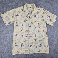 Disney Mickey Mouse Shirt Mens Large Hawaiian Tiki Aloha Button Up Short Sleeve