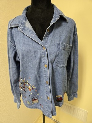 Christopher Banks Denim Fall Button Down Shirt Sz Large