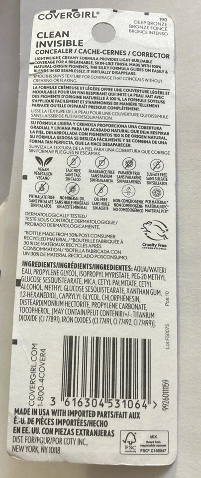 2X Concealer, Lightweight, Hydrating, Formula, Deep Bronze 190, 0.23oz (7 ml) - Image 4 of 4