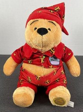 Vintage Disney Store Winnie The Pooh Plush Stuffed Toy /w Honey Pajamas and Cap