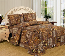 Brown Black Leopard Zebra Queen Size Sheet Set 4 Pc Safari Animal Print Pillow S