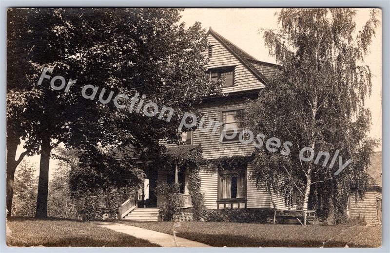 Oberlin, OH? RPPC 1910 Country Home Exterior - Vintage Ohio Real Photo Postcard