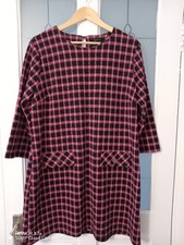 New Look Women's Pink & Black Patterned Vintage Look Dress. Size 18 VGC
