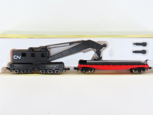 Spur N Modell Power / Roco 3166 CN Canadian National Kranwagen mit Arbeitsflachwagen | Zustand: Used