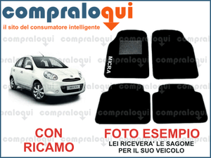 NISSAN MICRA 3 Tappeti AUTO su misura Tappetini con 2 ricami colorati