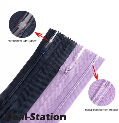Invisible Nylon Zip Zips Zipper Lace Concealed Closed End Sewing 20cm up to 65cm - Picture 6 of 30