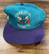Charlotte Hornets Drew Pearson Snapback Hat AJA 90s Licensed Embroidered Vtg Cap