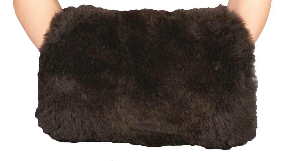 Echtfell Handmuff braun Muff Handwärmer mit doppelt Lammfell innen und außen