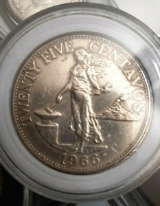 1966 Bank of Philippines 25 Centavos Coin