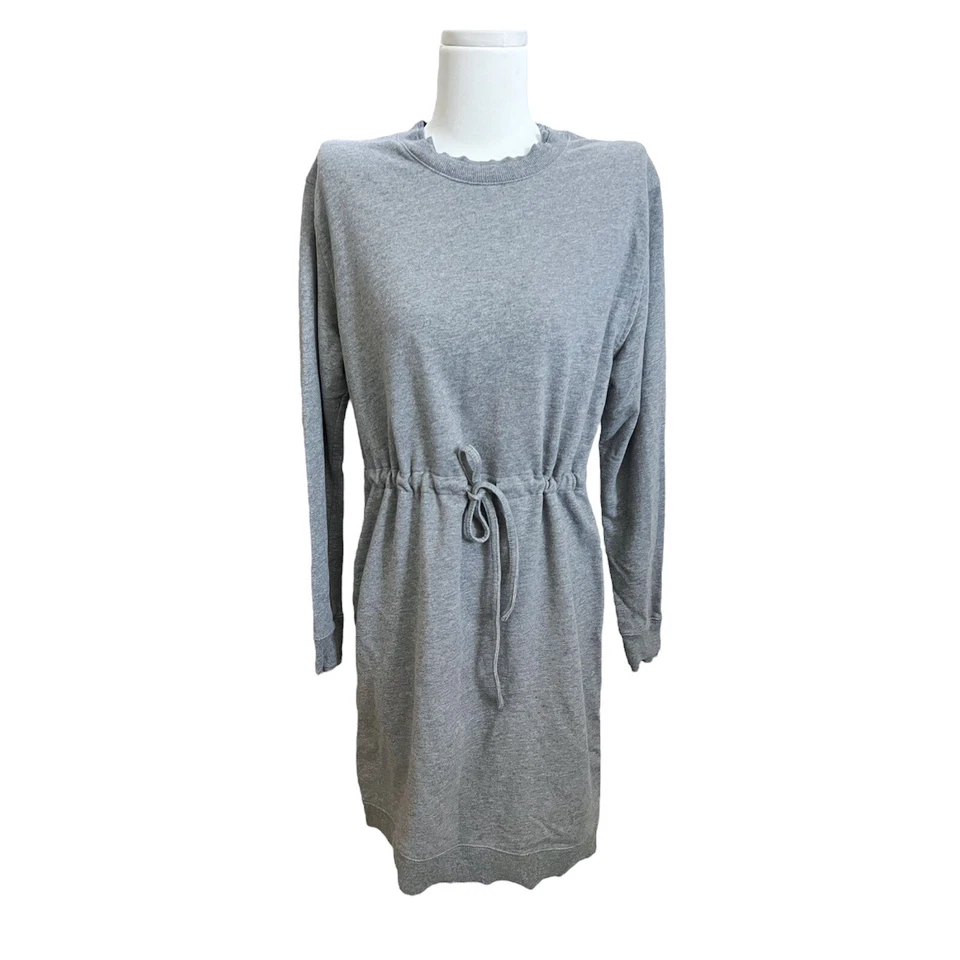Norma Kamali 连衣裙 S 码运动衫毛衣连衣裙灰色羊毛领带腰长 Slv — 第 2/4 张图片