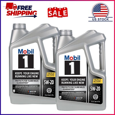 2 Pack, Mobil 1 Advanced Full Synthetic Motor Oil 5W-20, 5 Quart
