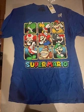 Hybrid Mens Super Mario Brothers Golden Box Royal Blue Medium T-Shirt