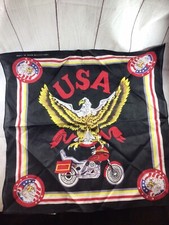 Vintage 80s-90s Motorcycle Biker Eagle Bandana USA Flag Logo