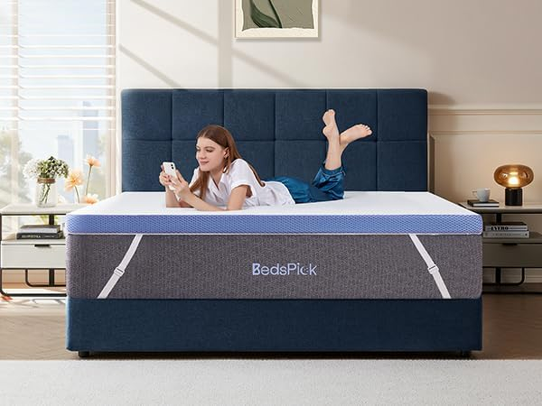 Mattress Topper King, 3 Inch Memory Foam Cooling Gel Bed Foam Mattress Topper fo-image