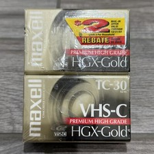 Maxell TC-30 VHS-C Premium High Grade HGX-Gold Camcorder Video Cassette 2 Pack