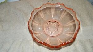 rippled depression bowl edge ship inch glass usa please pink read vintage