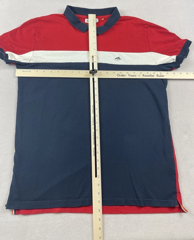 Camisa Polo Le Shark Para Hombre XL Roja Blanca Azul Algodón Rayas Verano Playa Pesca Foto 4 de 4