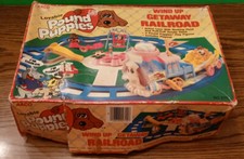 Pound Puppies Windup Getaway Railroad Train with Box - 1980's FREE Shipping