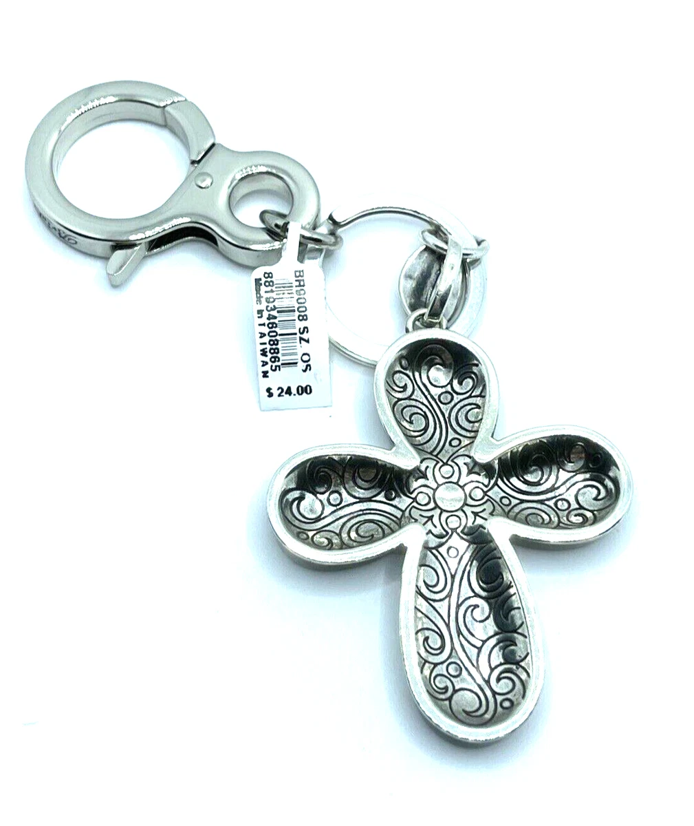 Brighton Vines Cross Alcazar Crystals Religious Keychain Key Fob