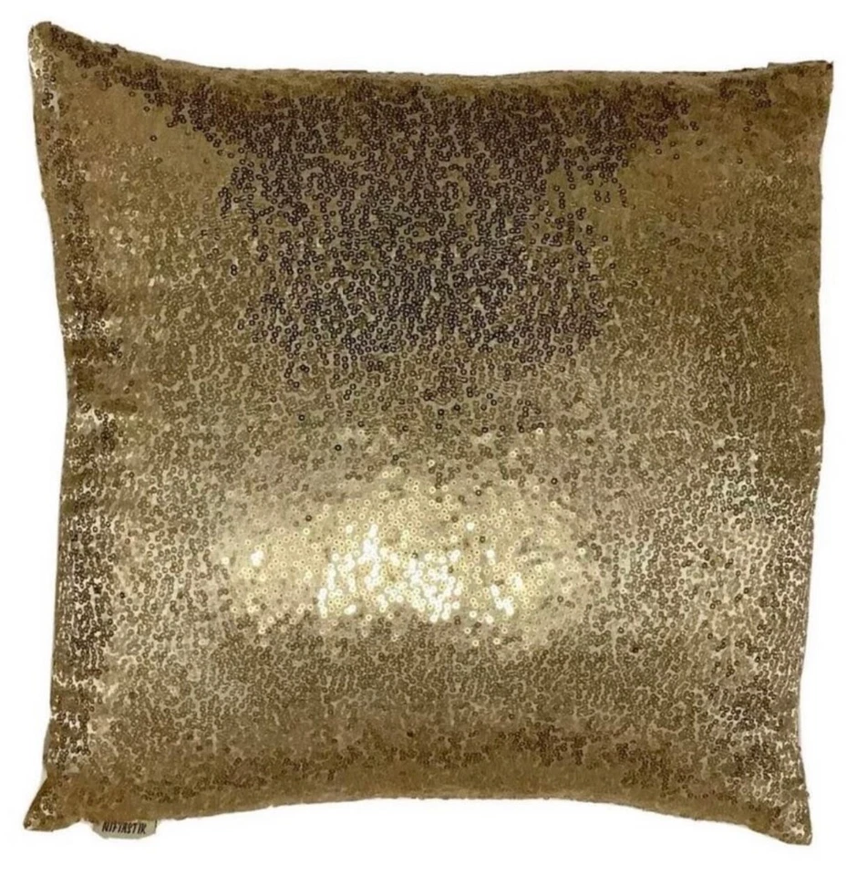 Decorative Pillow Covers 16x16 Sequins Gold Sparkle Pack of 2 - Image 2 of 3