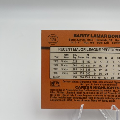 CARTE ERREUR BARRY BONDS 1990 DONRUSS #126 - Photo 5 sur 9