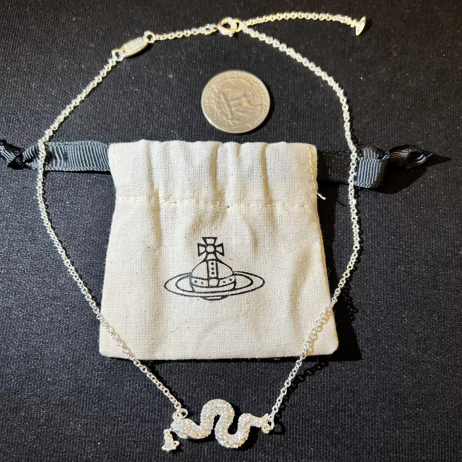 Vivienne Westwood Crystal Bling Snake Orb Necklace 025