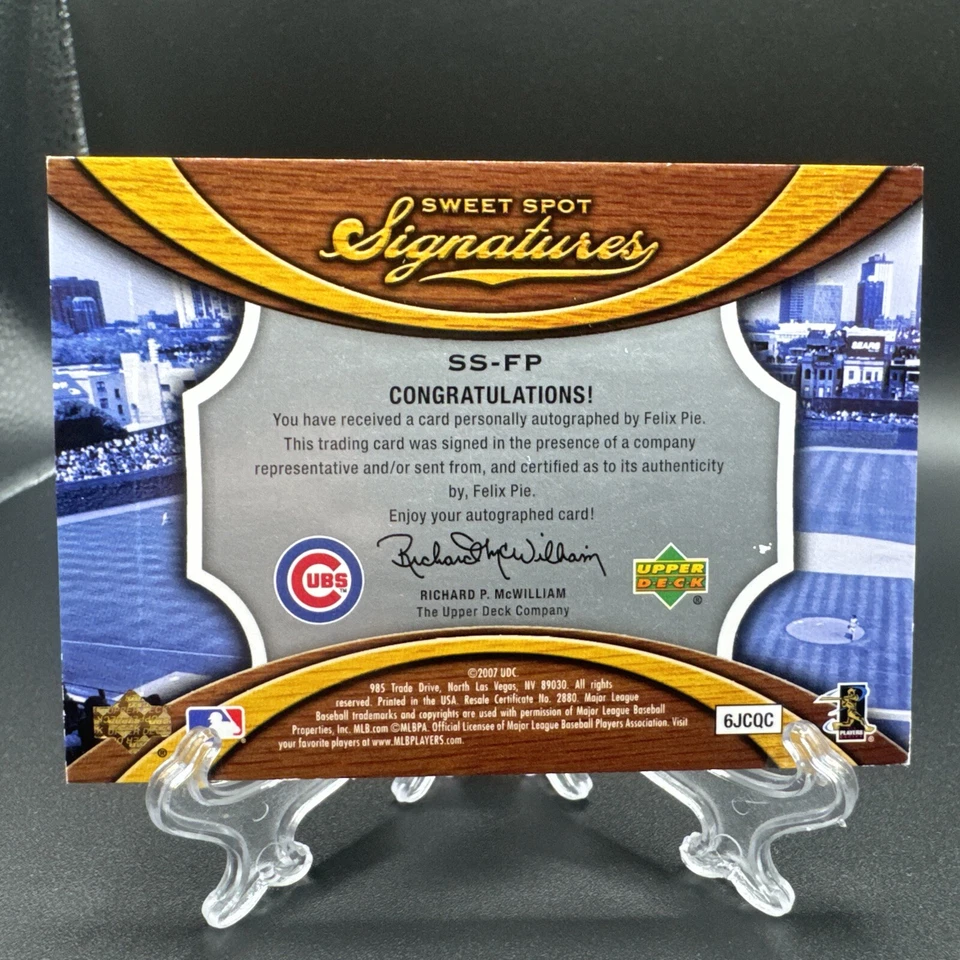 2007 Upper Deck Sweet Spot Signatures Felix Pie /99 Bat Patch Chicago Cubs - Imagem 2 de 2