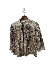 Chico’s Animal Print Lace Cotton Stretch Jacket 3/4 Sleeve Artsy Women’s 0 sz S