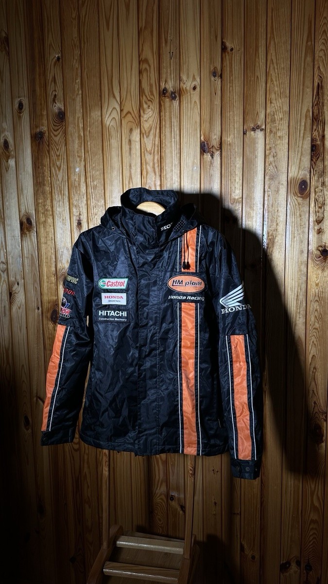 Honda Racing Jacket Hooded HM Plant Hitachi NGK Black Size S Mens
