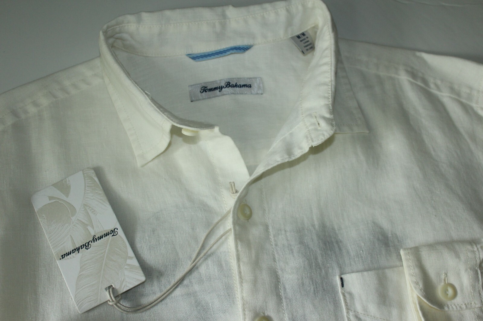 Tommy Bahama Shirt Passport To Paradise Breezer White New Linen LS Medium M eBay