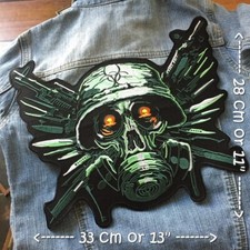 Army Soldier Skull Biohazard Motorcycle Iron on Embroidered Large Back patch XL